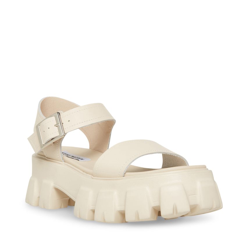 White Steve Madden Ellie Leather Women's Platform Sandals | PH 8412IOV